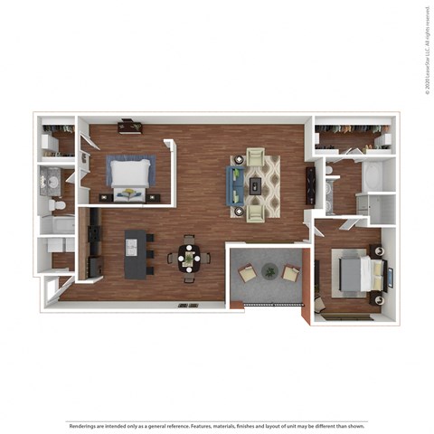Floor plan for 2 beds, 2 baths, 1461 sqft